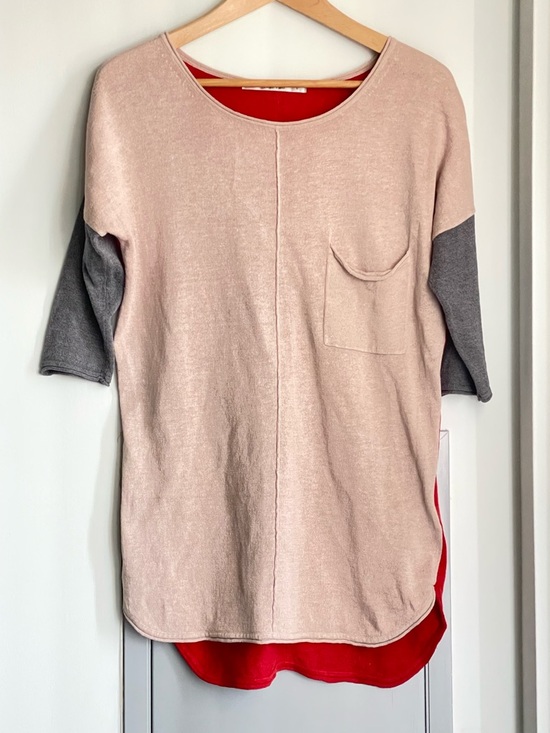 Part Two Sweaters - PART TWO Blush, Red & Gray Colorblock Sweater